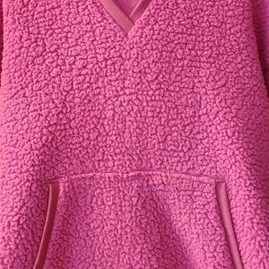 PINK Victoria's Secret Bright Pink Sherpa V-Neck Pullover